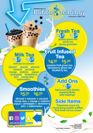 Sample Bubble Tea Menu Design